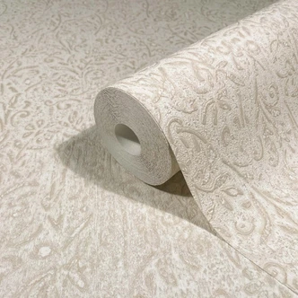 Vliestapete in Beige Blattmotiv Floral Natur 