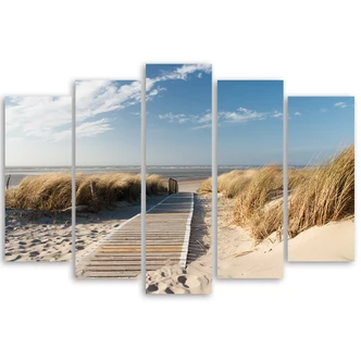 Tableau sur toile 5 pièces, mer plage sable nature 