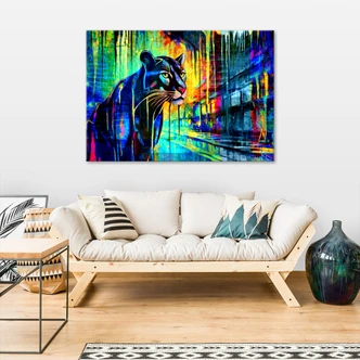 Leinwandbild, Panther Tiere Abstraktion 