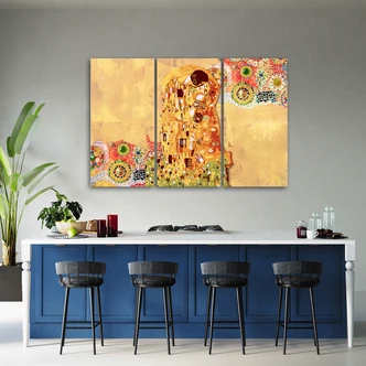 3-delige canvas print die de abstractie van een vrouw vervult 