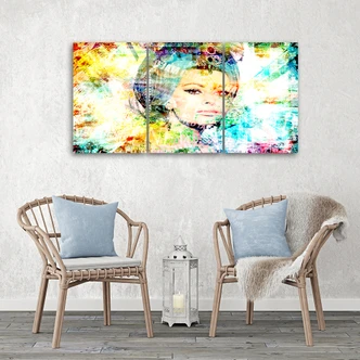 Leinwandbild 3-teilig, Sophia Loren 