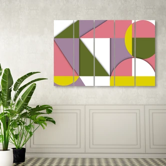 Leinwandbild 5 teilig, Geometrische Abstraktionsformen 