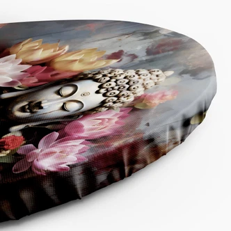 Rundes Leinwandbild Buddha Zen Blumen Abstrakt 