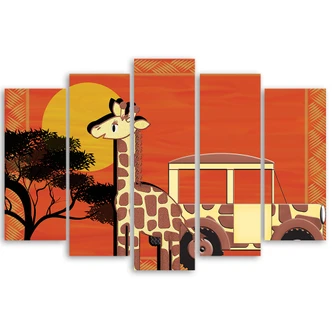 Leinwandbild 5 teilig, Giraffe 