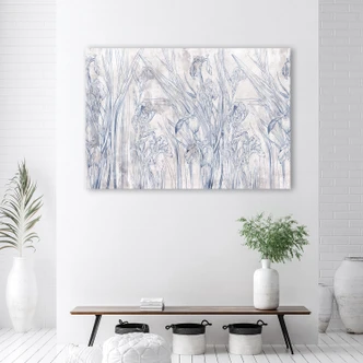 Leinwandbild, Iris Blumenkonturen Blau 