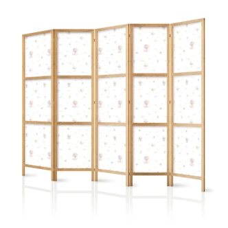 Japanischer Paravent, Raumteiler freistehend, Trennwand - Watercolor: Balloons and Airships Against Clouds 