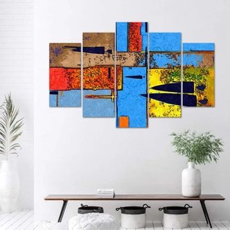 Leinwandbild 5 teilig, Abstrakt Bunt 