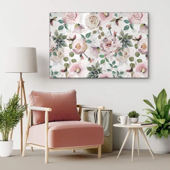 Tableau en verre acrylique UN Designs - Fleurs en peinture 