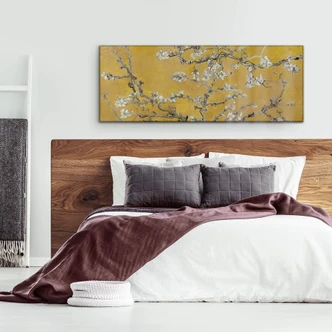 Tableau en verre acrylique van Gogh - Amandier en fleurs ocre - Panorama 