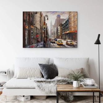 Acrylglasbild Roter Schirm in New York Aquarell 