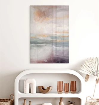 Tableau en verre acrylique Vagues abstraites dans la lumière du crépuscule - Alpenglow Workshop 