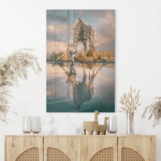 Acrylglasbild Reflexion einer Giraffe in der Wildnis - Amtmann 