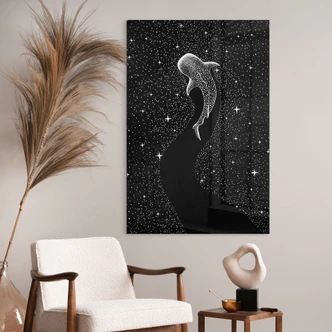 Acrylglasbild Walhai im Ozean der Sterne - Cakir 