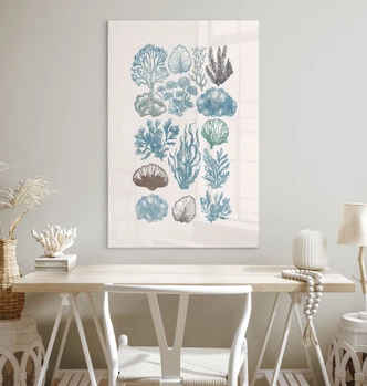 Tableau en verre acrylique Algues et coquillages en filigrane - casa cartissi 