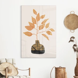Acrylglasbild Goldener Zweig mit Blättern - Cats & Dotz Acrylglasbild Goldener Zweig mit Blättern - Cats & Dotz