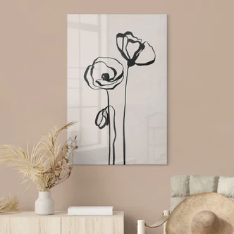 Tableau en verre acrylique Line Art deux coquelicots - Cats & Dotz 
