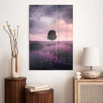 Acrylglasbild Lila Lavendelfelder bei Sonnenuntergang - Cevik 