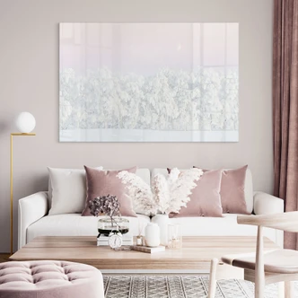 Acrylglas afbeelding Sneeuwachtig winterbos met maan - EMELIEmaria 