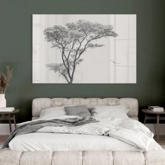 Tableau en verre acrylique Arbre minimaliste dans un paysage calme - Flour 