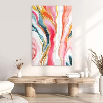 Tableau sur verre acrylique Marbrerie colorée abstraite - Gokhale 