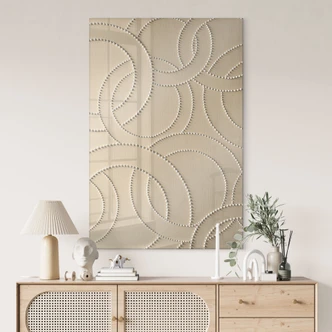 Acrylglasbild mit Formen - Abstrakte Ringe beige - Grande 