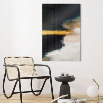 Acrylglasbild Pinselstriche Gold und Schwarz - Haniff 
