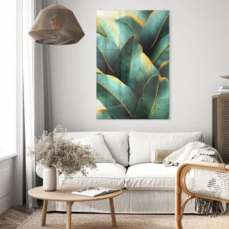 Tableau en verre acrylique Feuilles de bananier exotiques - Jaszke 