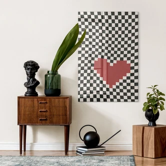 Acrylglasbild Optische Illusion: Herz im Pixelstil - Kerr-Dineen 