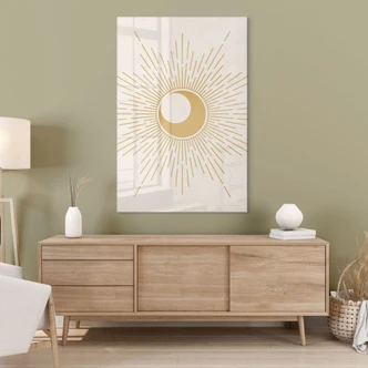 Tableau en verre acrylique Rayons de soleil dorés - KsanaKalpa 