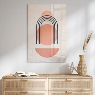 Akrylbillede Abstrakt geometri i ferskenfarver - Kubistika Akrylbillede Abstrakt geometri i ferskenfarver - Kubistika