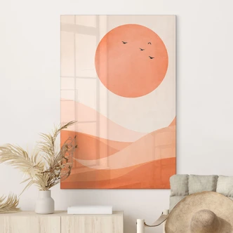 Akrylbillede Harmonisk landskab orange - Kubistika Akrylbillede Harmonisk landskab orange - Kubistika