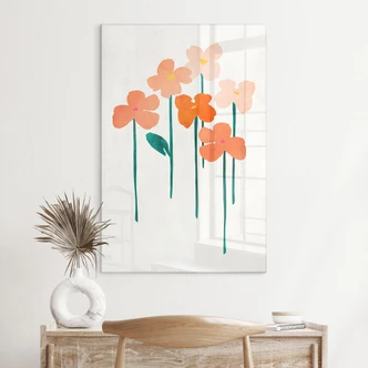 Akrylbillede Små blomster i ferskenfarver - Kubistika Akrylbillede Små blomster i ferskenfarver - Kubistika