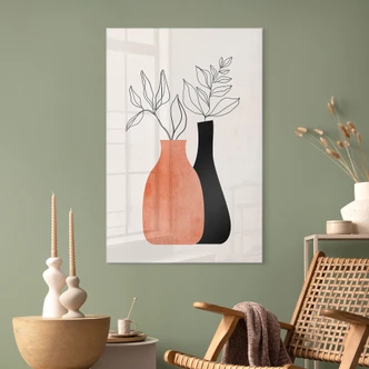 Akrylbillede Vaser i sort og orange - Kubistika Akrylbillede Vaser i sort og orange - Kubistika