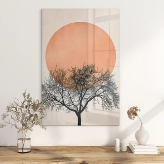 Akrylbillede Vintermorgen i ferskenfarver - Kubistika Akrylbillede Vintermorgen i ferskenfarver - Kubistika