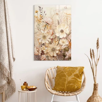 Tableau en verre acrylique Vintage Fleurs dans la prairie - Lola Peacock 