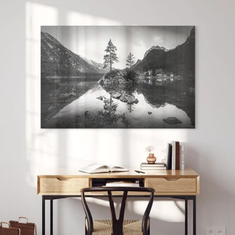 Tableau en verre acrylique Paysage pittoresque avec lac de montagne transparent - Hintersee 