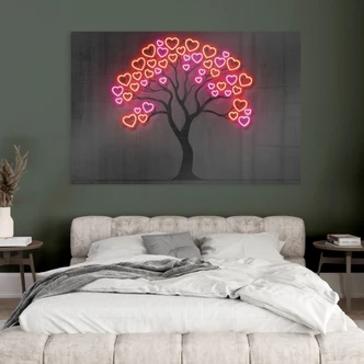 Acrylglas afbeelding Boom met rode hartjes - Mielu 