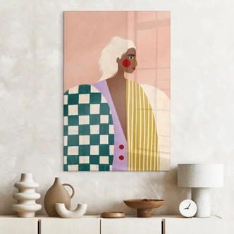 Acrylglasbild Frau in Mustern: Eine moderne Ikone - Müller 