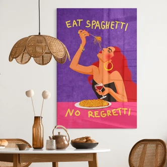 Tableau sur verre acrylique Spaghetti et vin - Oltmanns 