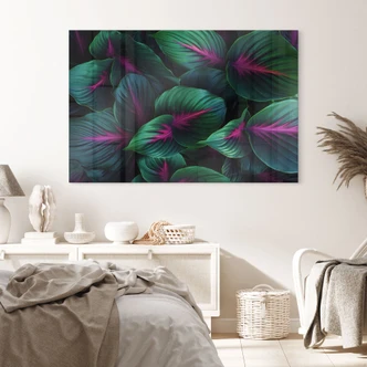 Tableau sur verre acrylique Plantes de la jungle aux couleurs vives - Paksoylu 