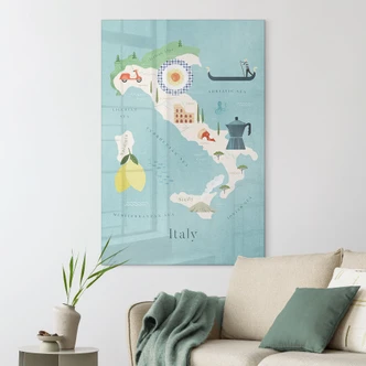 Acrylglasbild Karte von Italien - Rivers 