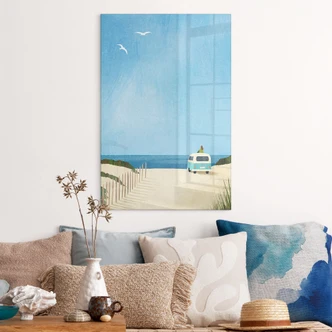 Tableau sur verre acrylique Life in a Van - Vacances à la mer - Rivers 