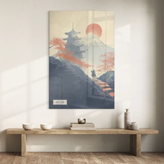 Akrylbillede Solopgang over pagoden | Japan Landscape - Roze 