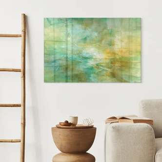 Tableau en verre acrylique Horizon abstrait vert citron - Schmucker 
