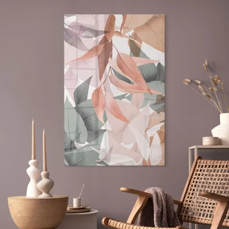 Tableau en verre acrylique Feuilles d'eucalyptus multicolores - Sisi & Seb 