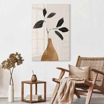 Acrylglasbild Zweig in goldener Vase - ThingDesign Acrylglasbild Zweig in goldener Vase - ThingDesign