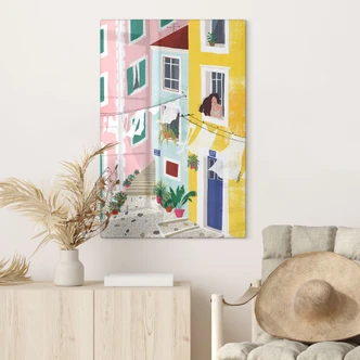 Stampa su vetro acrilico Illustrazione di case estive - Tomljanovic 