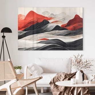 Tableau sur verre acrylique Treechild - Red Mountains in Japan 