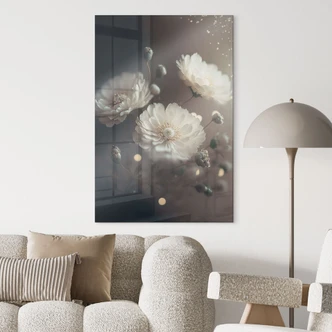 Acrylglas foto Witte bloemen met goudstof - Treechild 