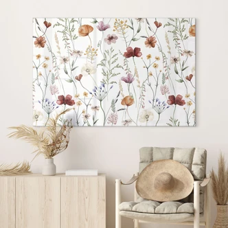 Tableau sur verre acrylique Fleurs sauvages multicolores - UN Designs 